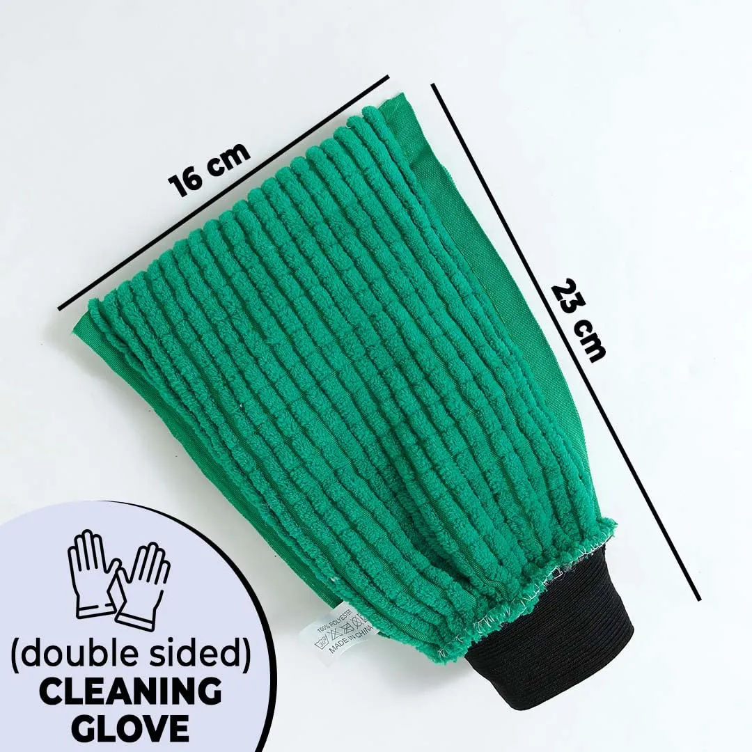 Kuber Industries Chenille Dry Mitt Gloves|Multi-Purpose Gloves for Kitchen, Home & Laptop Cleaning|Lint & Scratch Free|Super Absorbent|Emerald Green