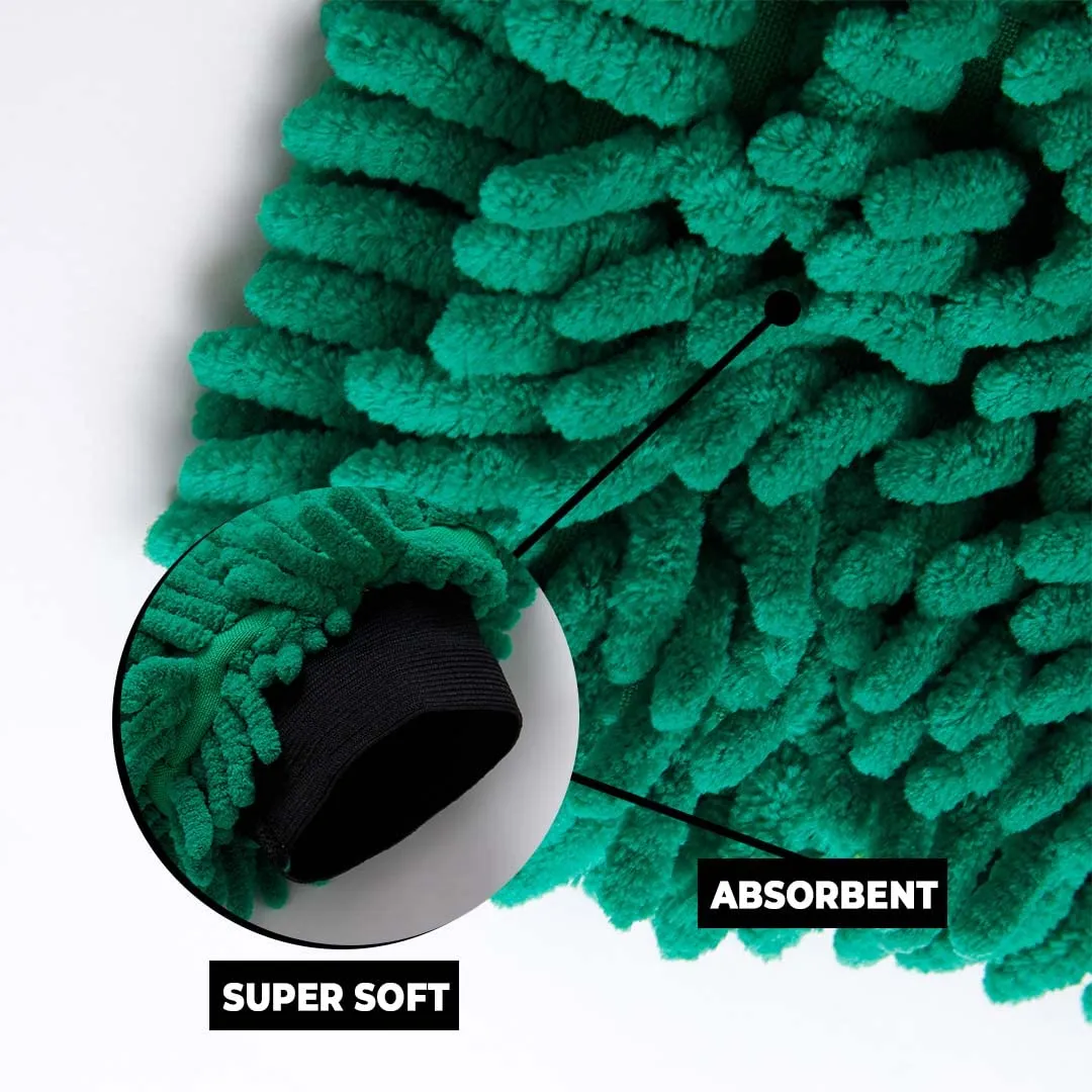 Kuber Industries Chenille Dry Mitt Gloves|Multi-Purpose Gloves for Kitchen, Home & Laptop Cleaning|Lint & Scratch Free|Super Absorbent|Emerald Green