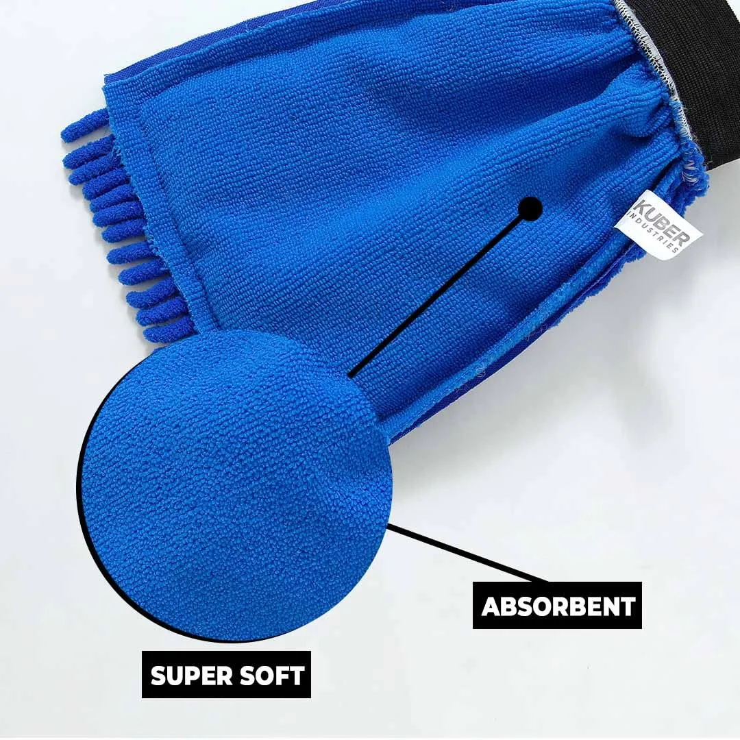 Kuber Industries Gloves | Microfiber Cleaning Gloves | Chenille Mitts for Kitchen | Hand Duster for Kitchen | 1000 GSM Hand Gloves | Double Sided Gloves | SHXNEFSST2 | Pack of 6 | Blue