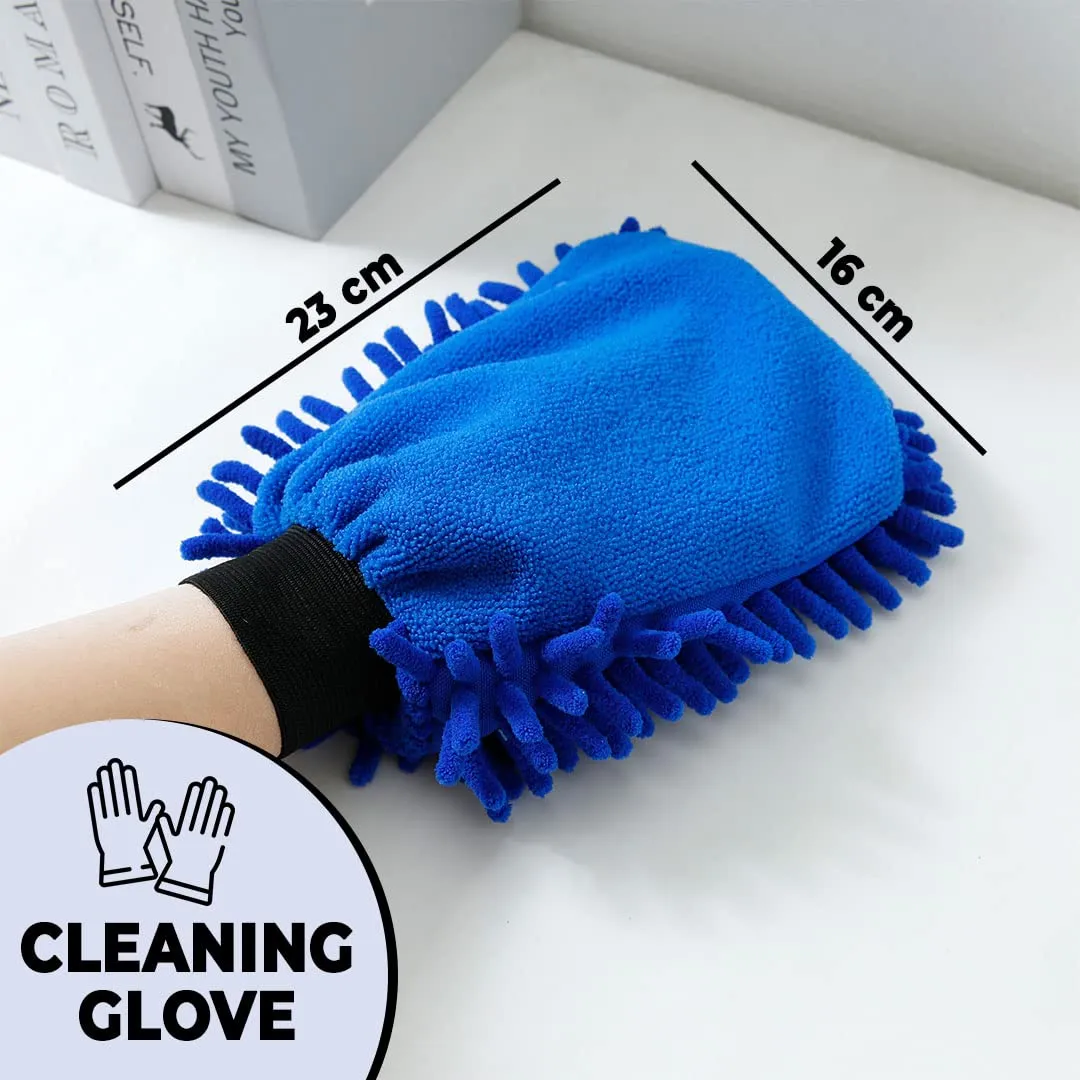 Kuber Industries Gloves | Microfiber Cleaning Gloves | Chenille Mitts for Kitchen | Hand Duster for Kitchen | 1000 GSM Hand Gloves | Double Sided Gloves | SHXNEFSST2 | Pack of 6 | Blue