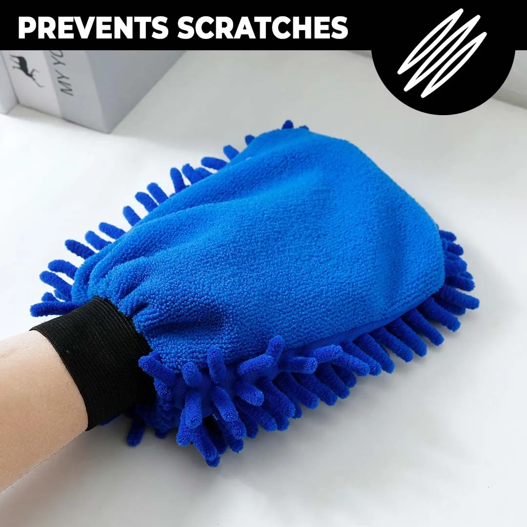 Kuber Industries Gloves | Microfiber Cleaning Gloves | Chenille Mitts for Kitchen | Hand Duster for Kitchen | 1000 GSM Hand Gloves | Double Sided Gloves | SHXNEFSST2 | Pack of 6 | Blue