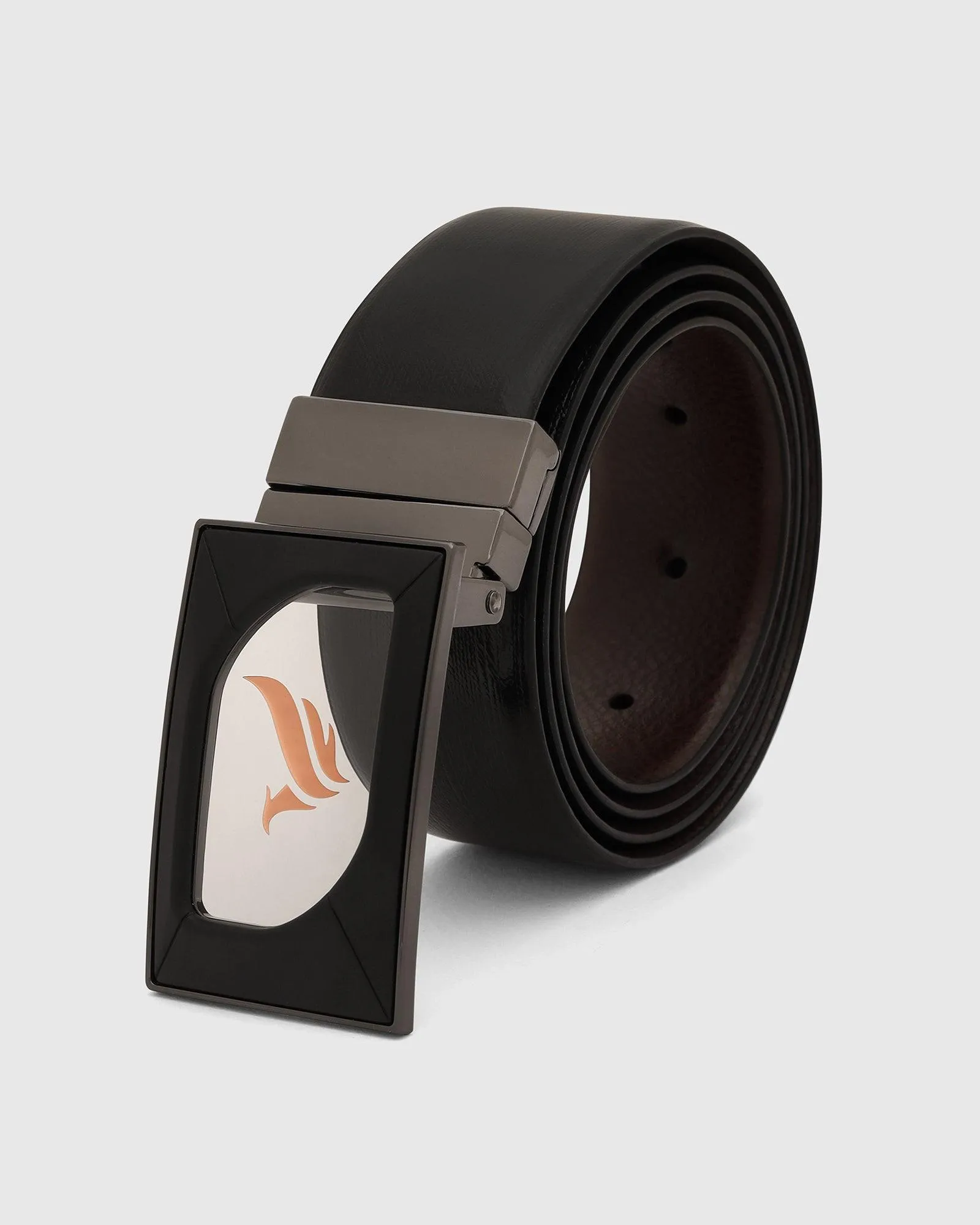 Leather Reversible Black & Brown Solid Belt - Urimon