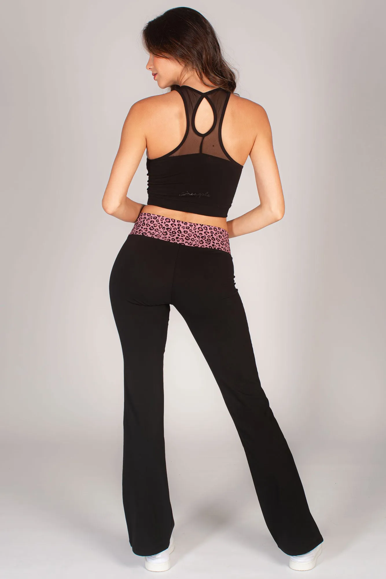 Leopard Band Bootcut Jersey Trousers