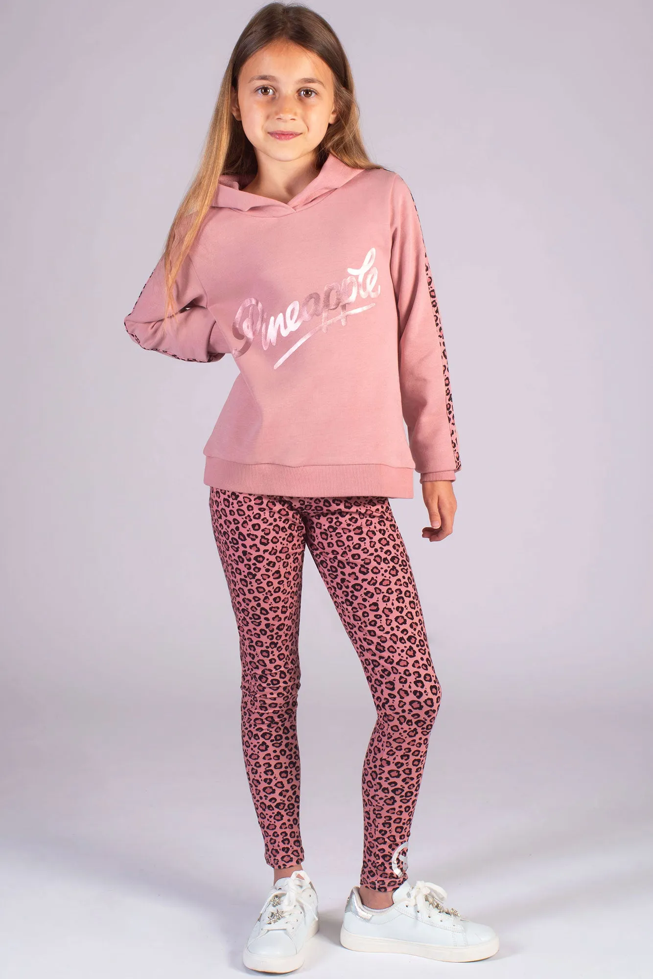 Leopard Stripe Logo Hoodie