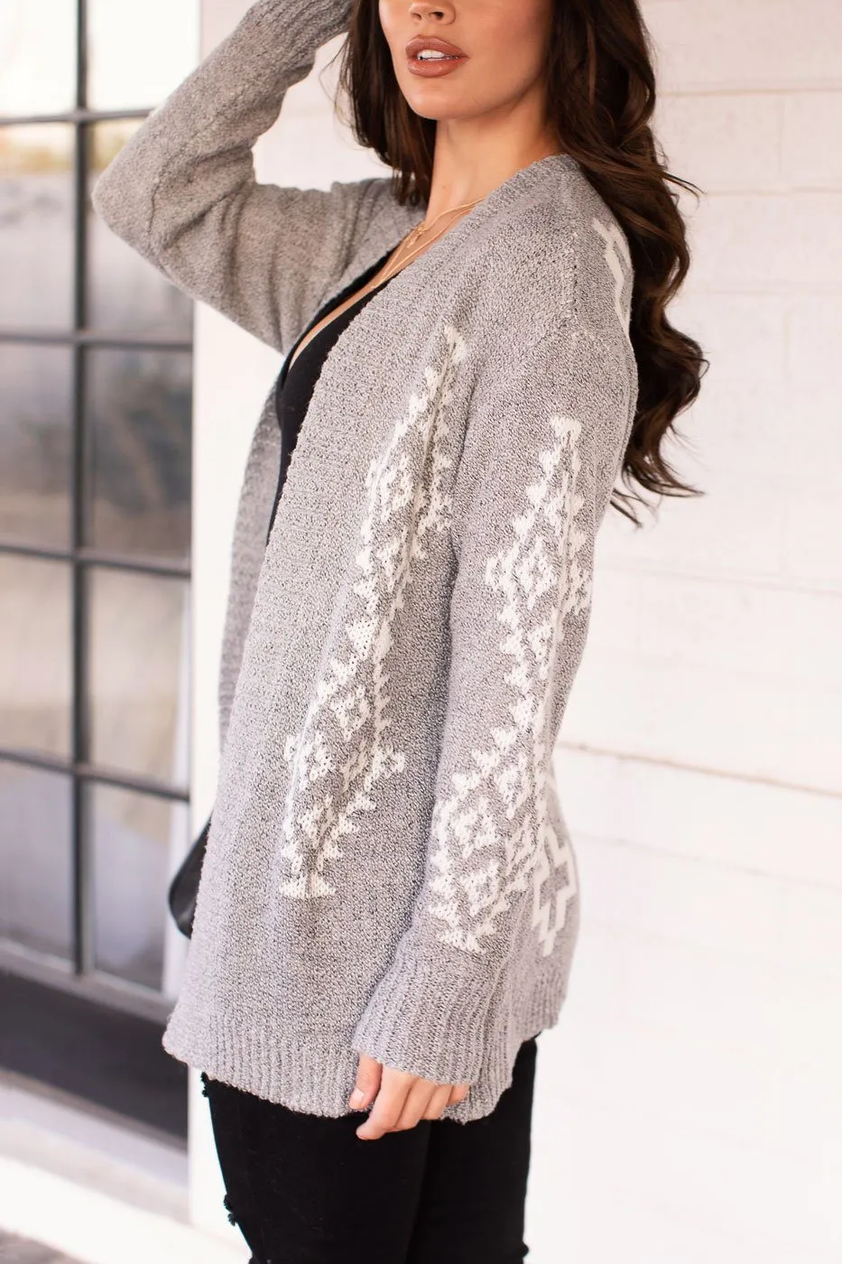 Lidia Grey Patterned Cardigan