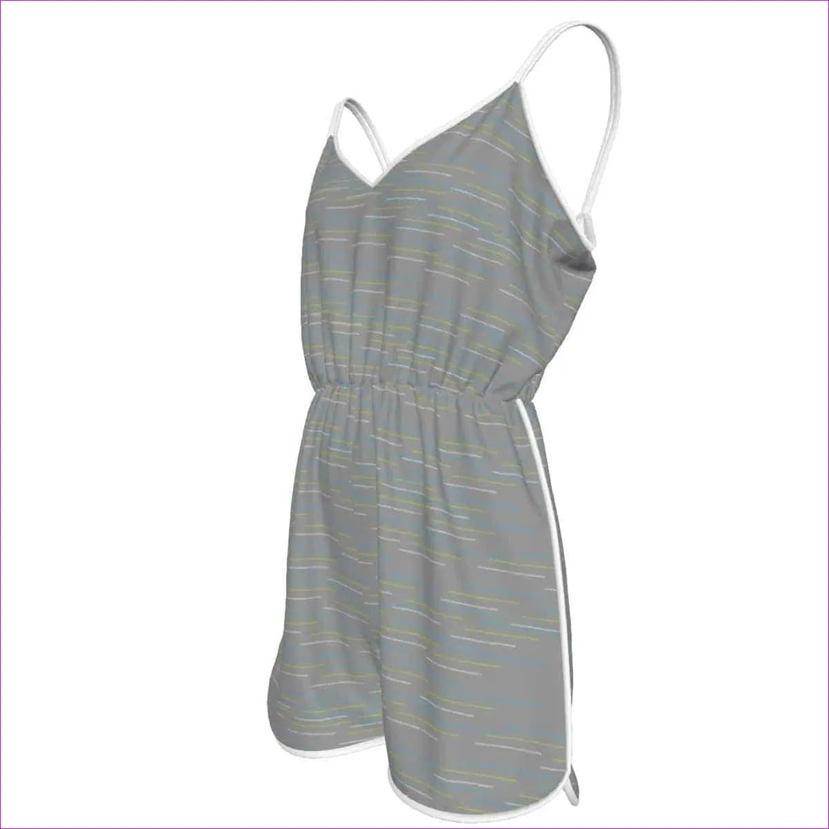 Linear Womens Spaghetti Strap Romper - grey