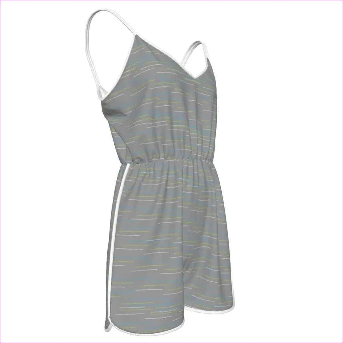 Linear Womens Spaghetti Strap Romper - grey