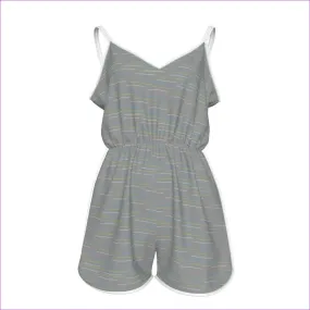 Linear Womens Spaghetti Strap Romper - grey