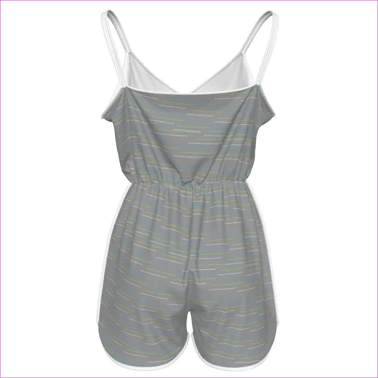 Linear Womens Spaghetti Strap Romper - grey