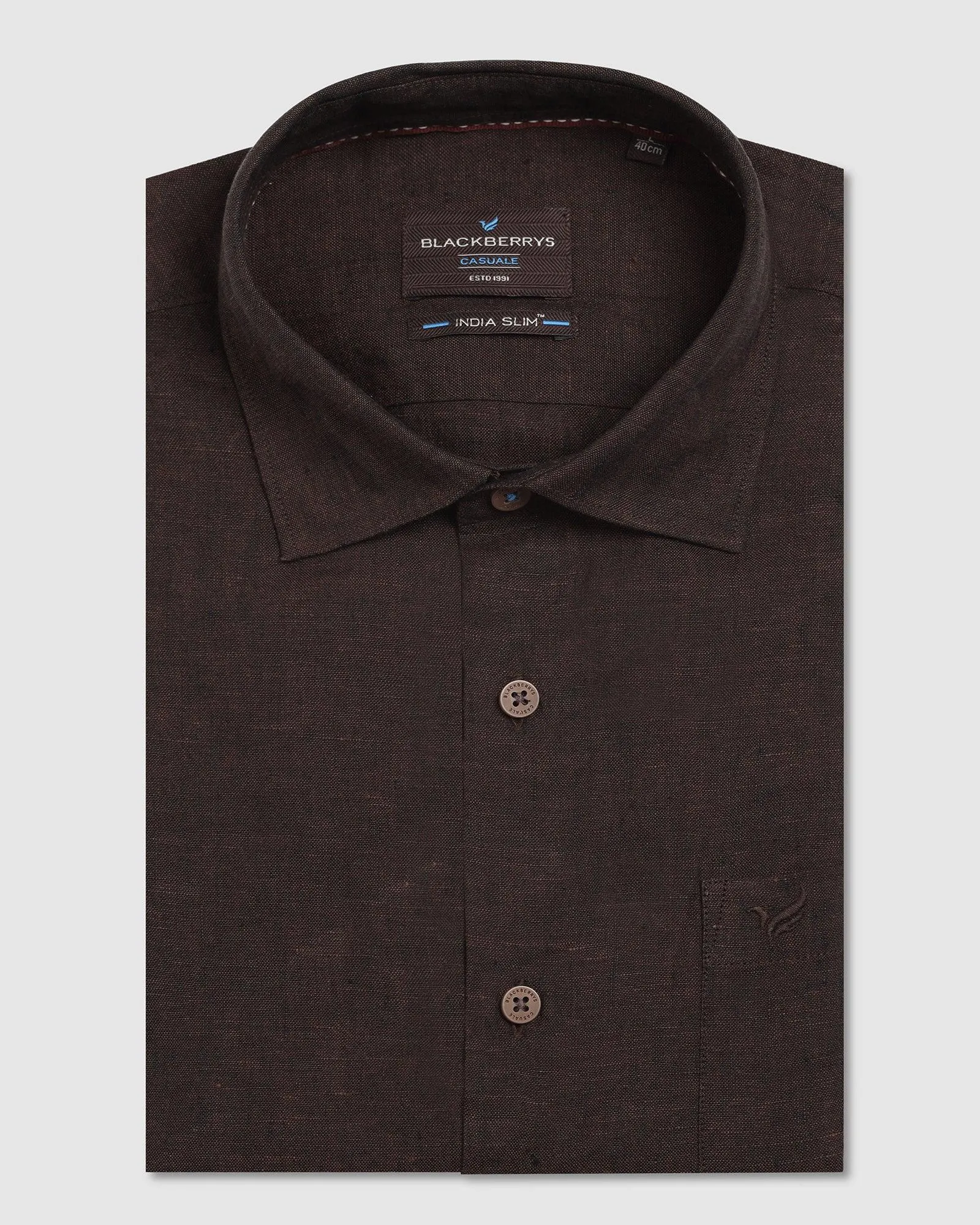 Linen Casual Brown Solid Shirt - Xander