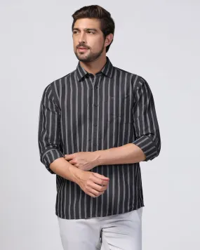 Linen Casual Charcoal Stripe Shirt - Ernest