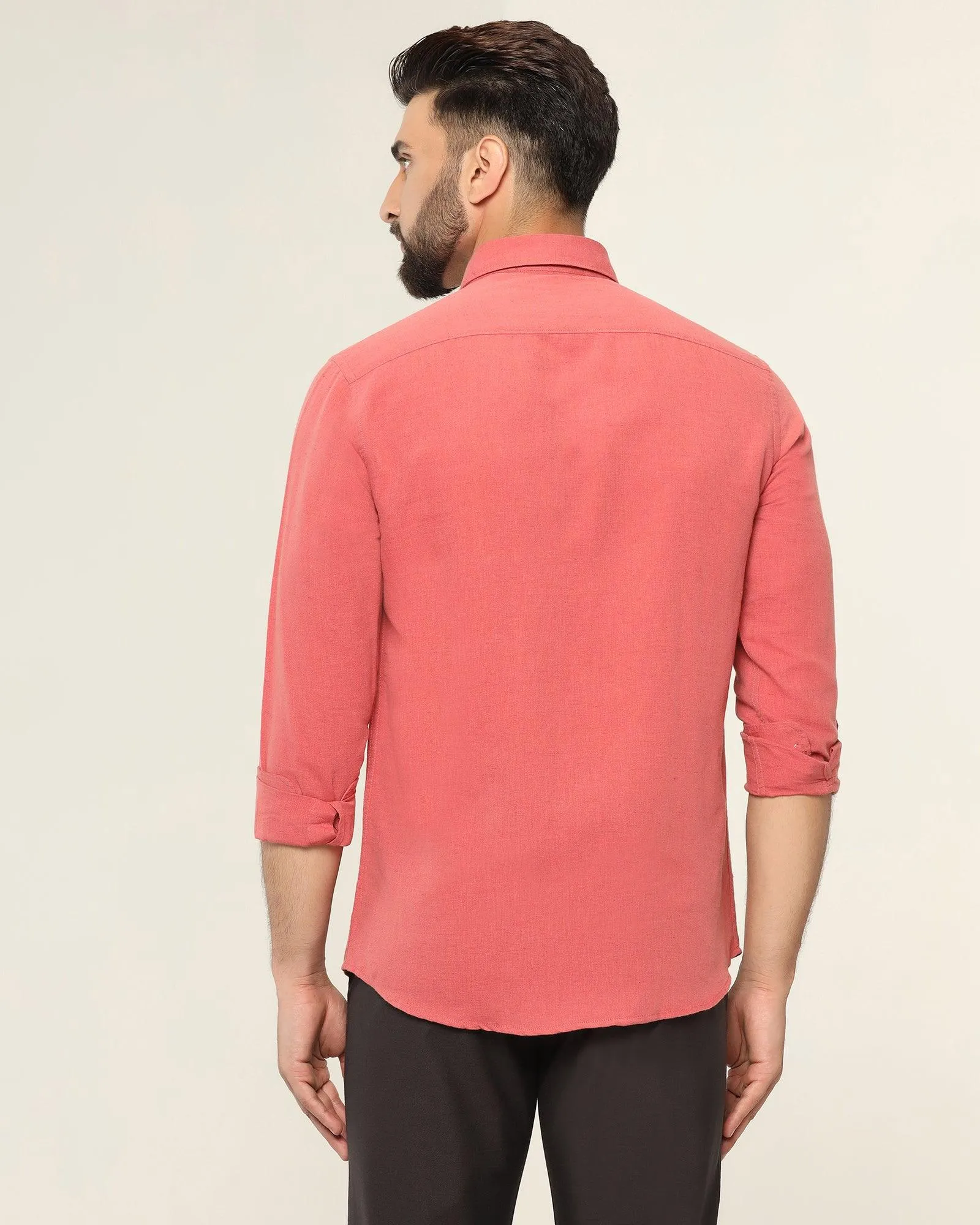 Linen Casual Dusty Pink Solid Shirt - Salmon