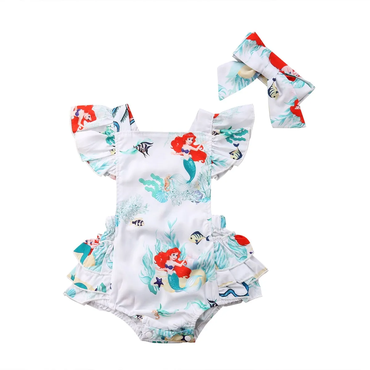 Little Mermaid Romper Set - Baby Girls Clothing Set 2 pieces