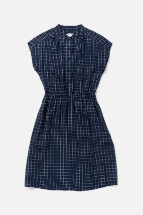 Lorane Dress / Navy Windowpane