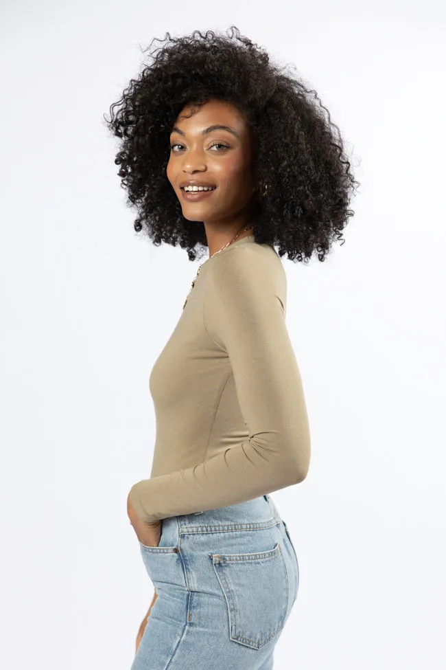 Lucky Me Olive Crew Neck Bodysuit