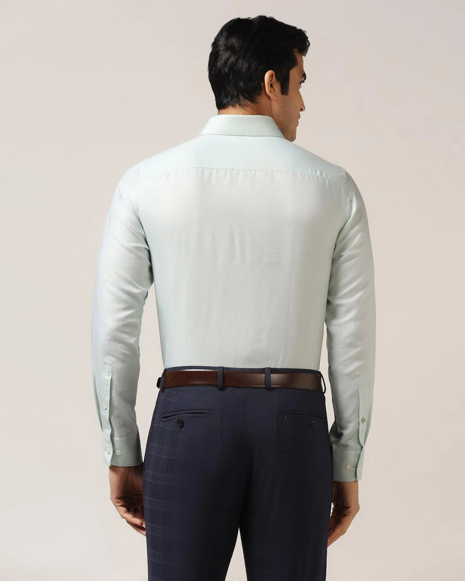 Luxe Linen Formal Green Textured Shirt - Veltry