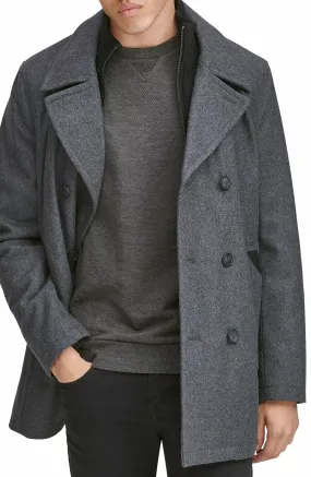 Marc New York Men's Peacoat with Inset Bib