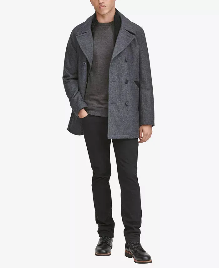 Marc New York Men's Peacoat with Inset Bib