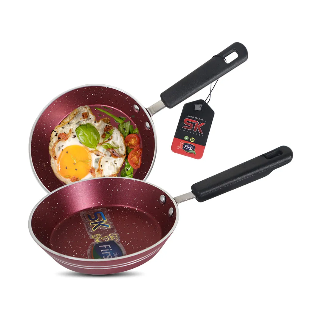 Mini Non Stick Marble Coated Maroon One Egg Frying Pan