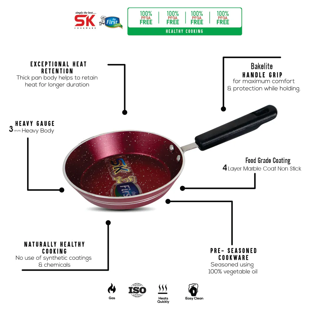 Mini Non Stick Marble Coated Maroon One Egg Frying Pan