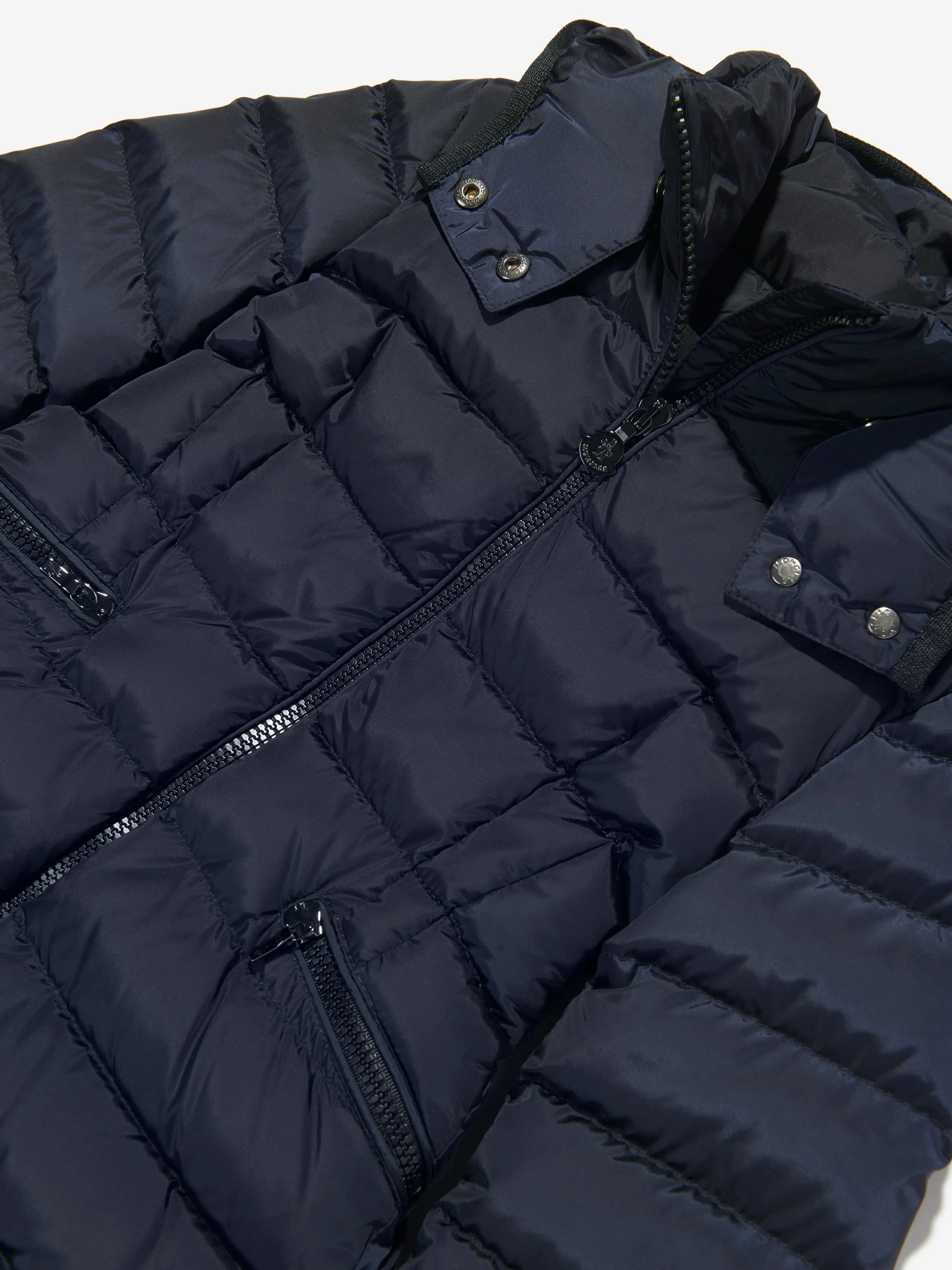 Moncler Enfant Girls Down Padded Charpel Long Coat in Navy