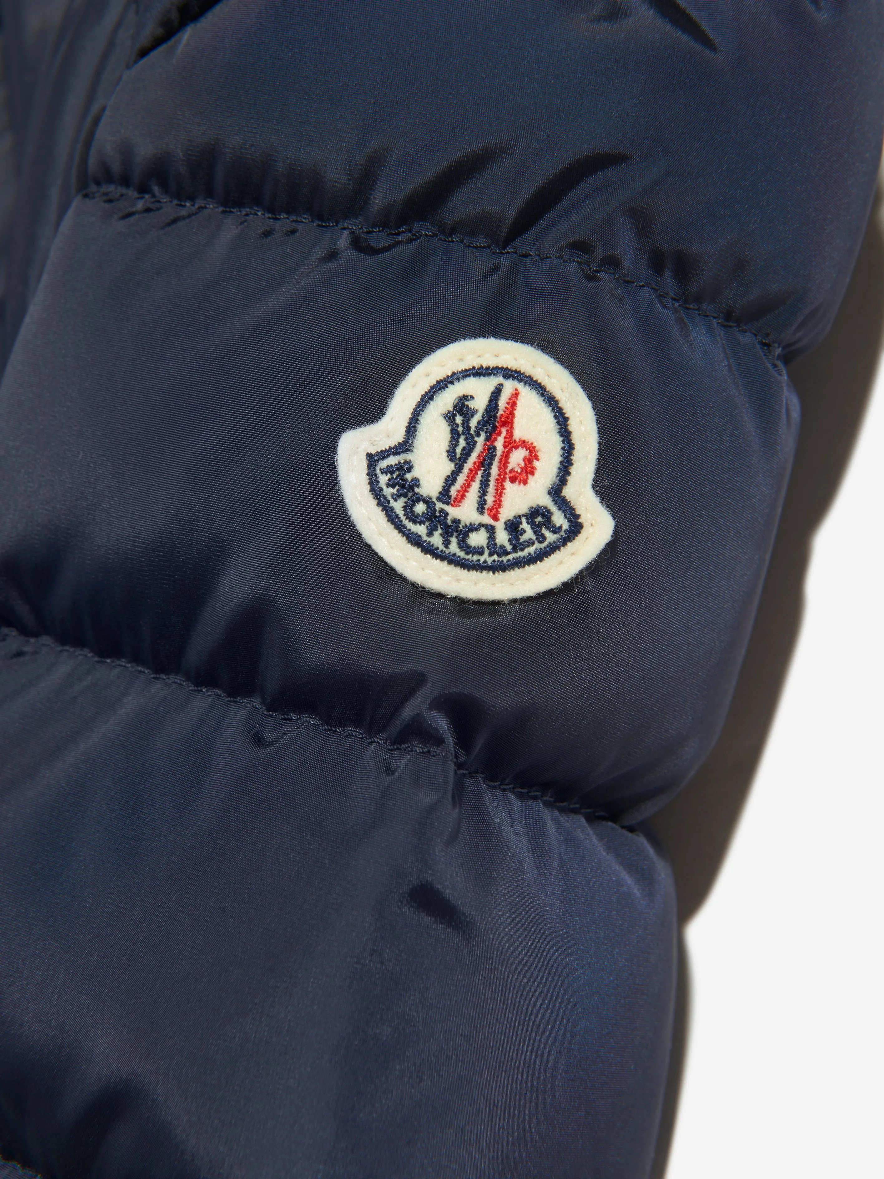 Moncler Enfant Girls Down Padded Charpel Long Coat in Navy