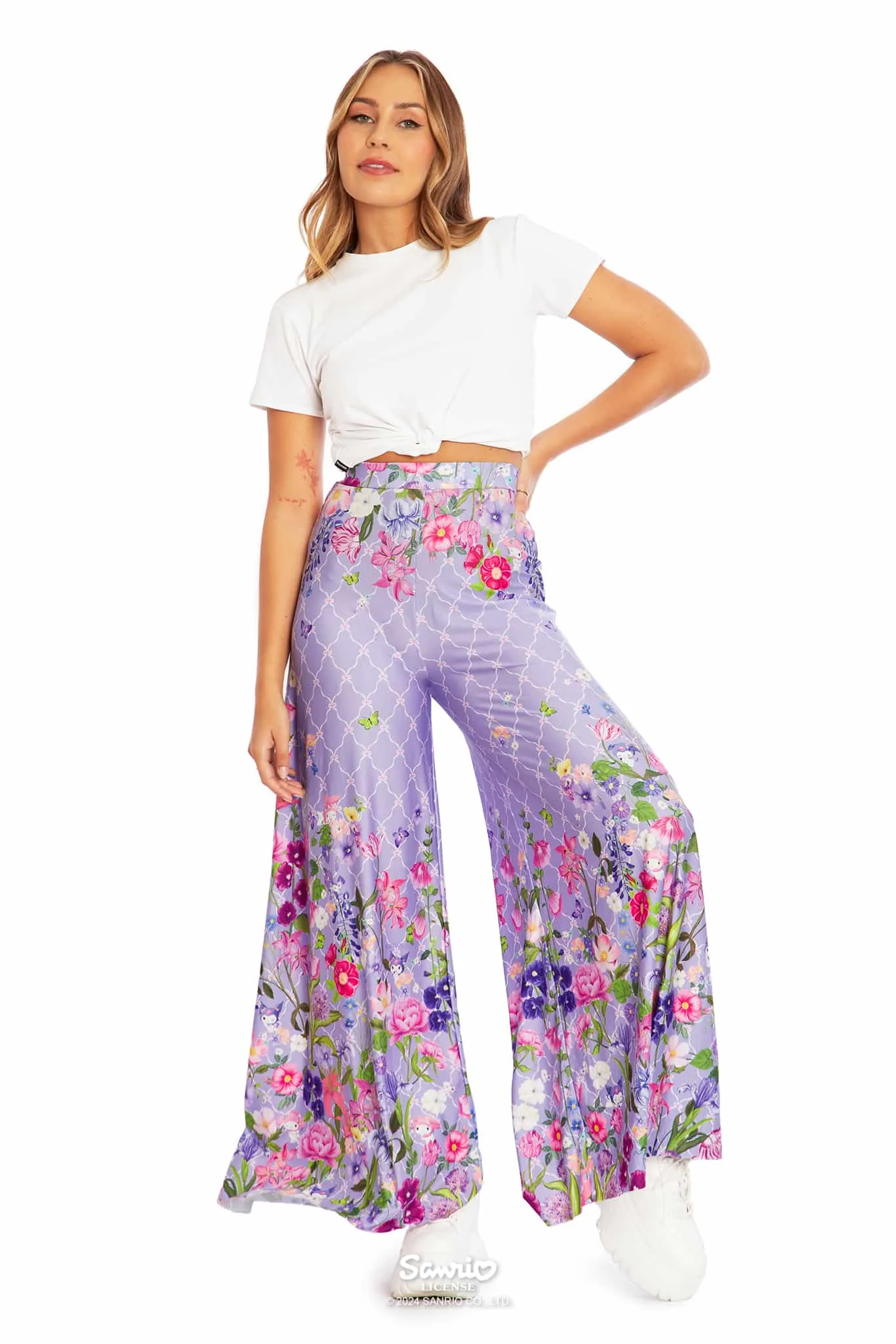 My Melody And Kuromi Floral Purple Palazzo Pants