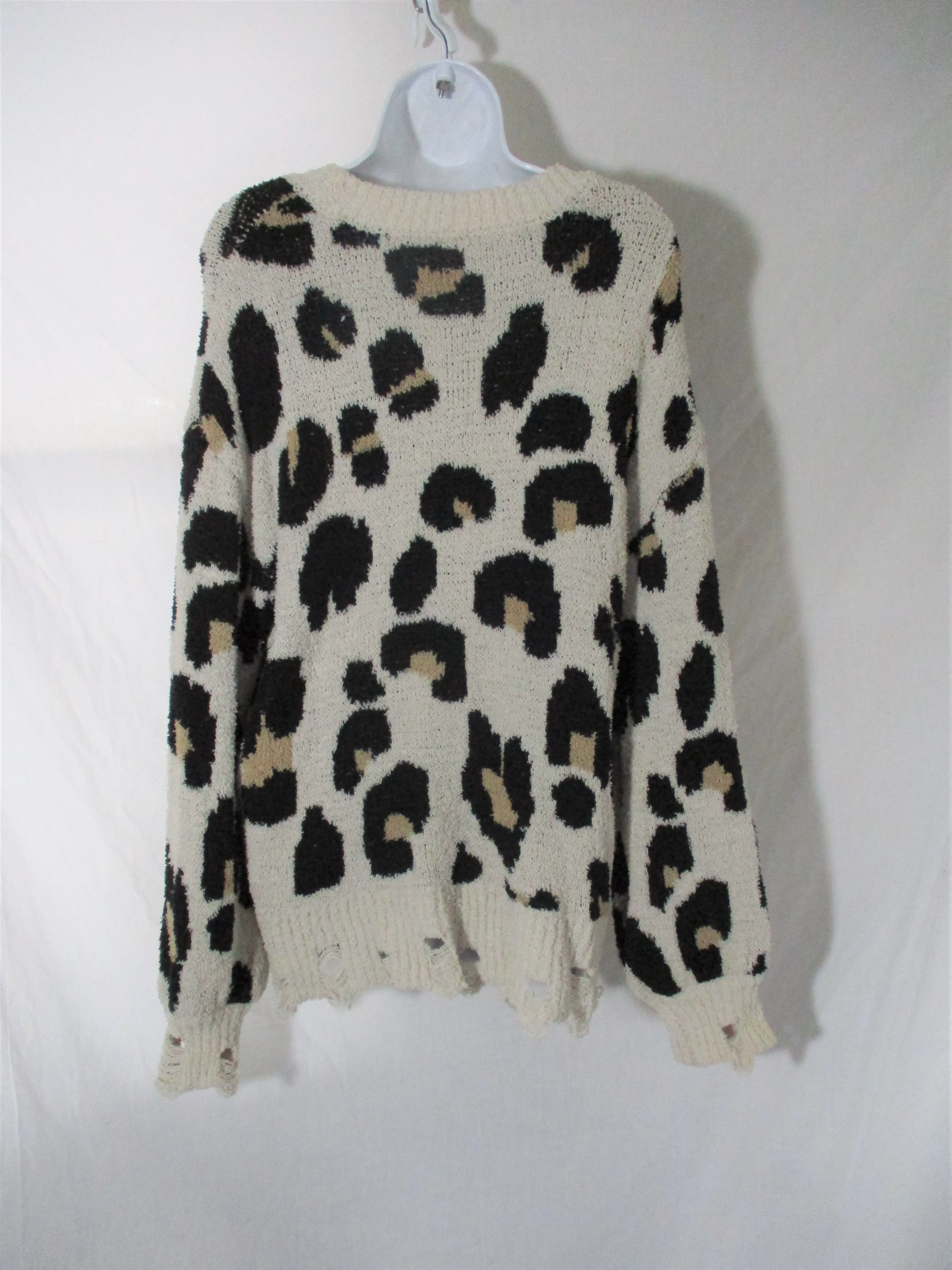 NEW BOX BAG ALTER'D STATE COW SWEATER Pullover Top Boho Animal Print S Fashion