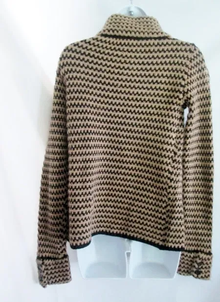 NEW FOREVER 21 TWENTY ONE XXI Knit Sweater Cardigan Jacket S TAUPE BLACK