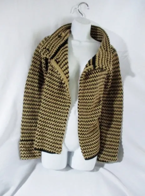 NEW FOREVER 21 TWENTY ONE XXI Knit Sweater Cardigan Jacket S TAUPE BLACK