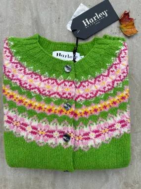 New Harley Of Scotland Garden Leaf Fairisle Cardigan