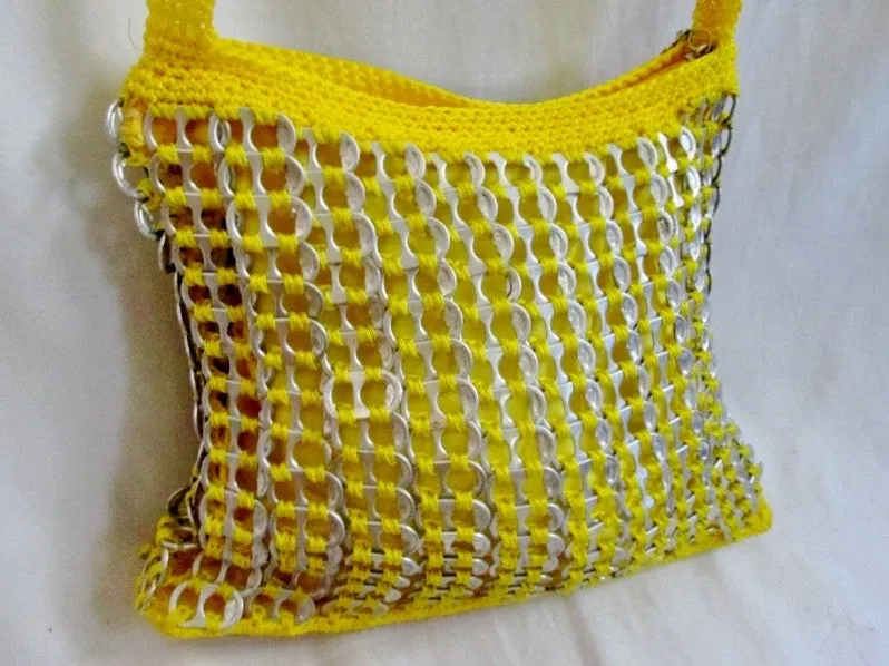 NEW Knit Woven SODA CAN POP TOP Shoulder Bag Vegan YELLOW Teen Tween Gift