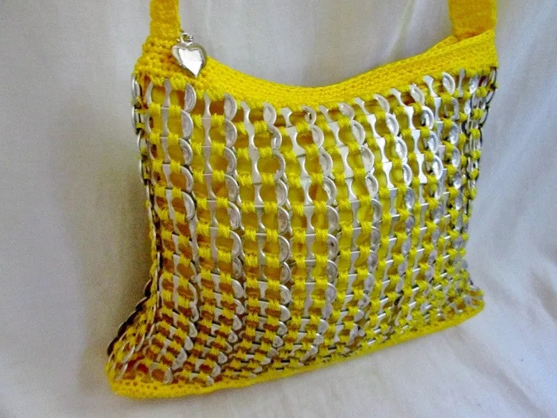 NEW Knit Woven SODA CAN POP TOP Shoulder Bag Vegan YELLOW Teen Tween Gift