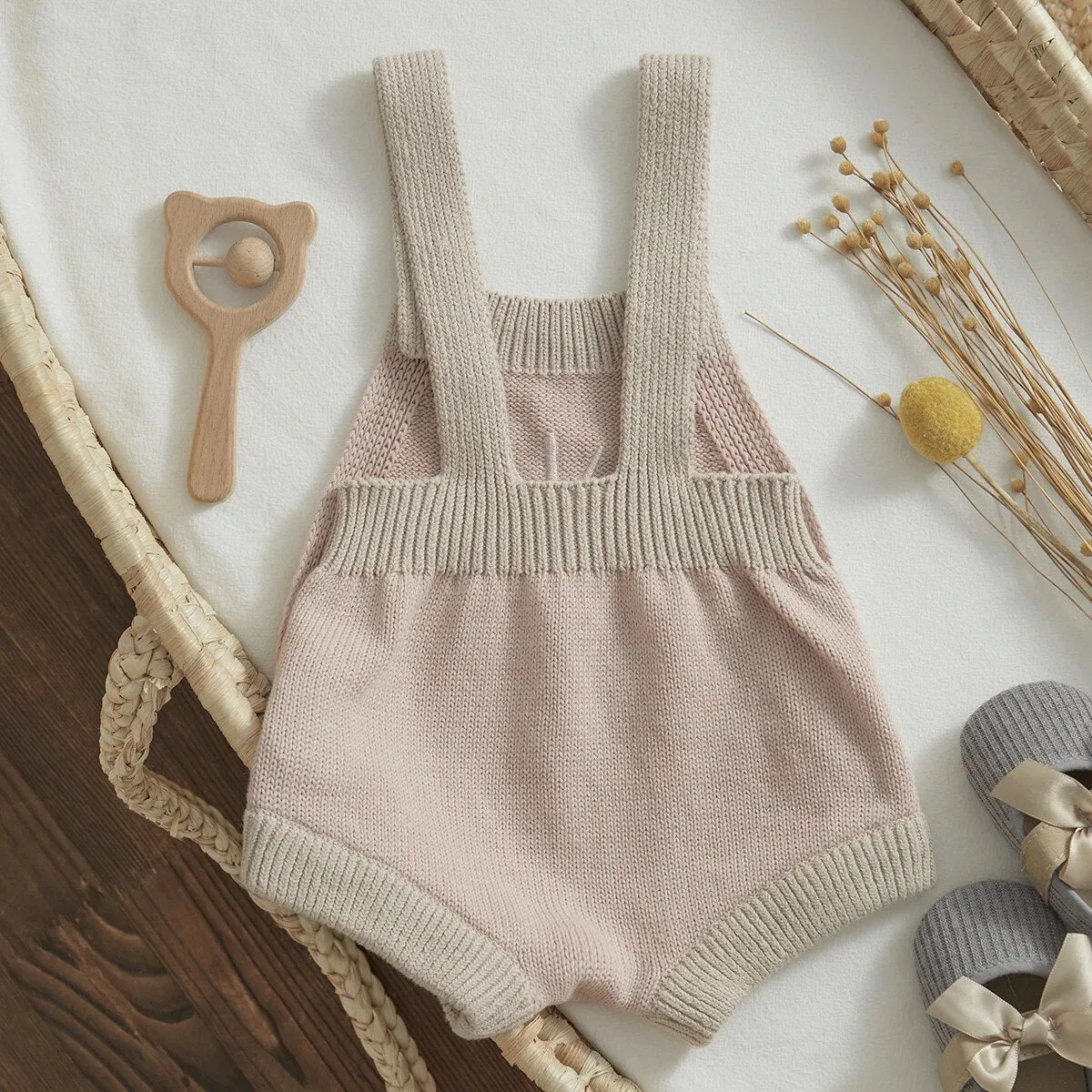 Newborn Knit Romper Sun Embroidery