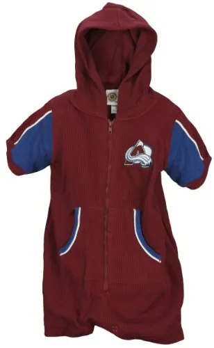 NHL Infant Colorado Avalanche Baby Short Sleeve Hooded Hoodie Romper, Maroon