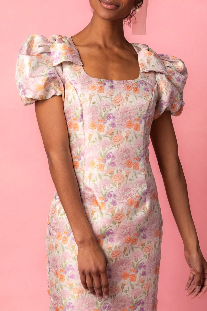 Nina Bow Dress in Pastel Jacquard - FINAL SALE