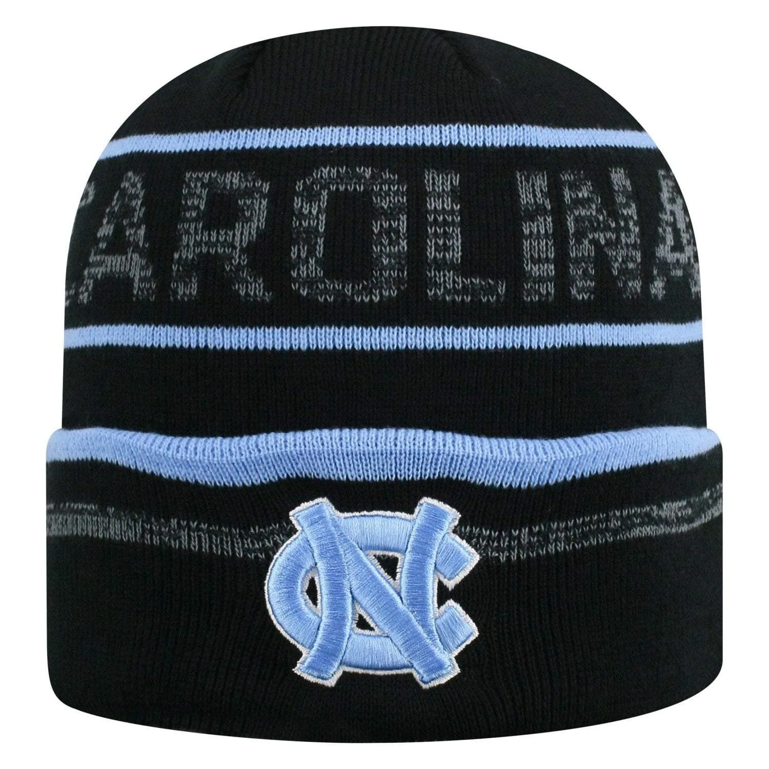 North Carolina Tar Heels TOW Black Striped "Effect" Style Cuffed Knit Beanie Cap