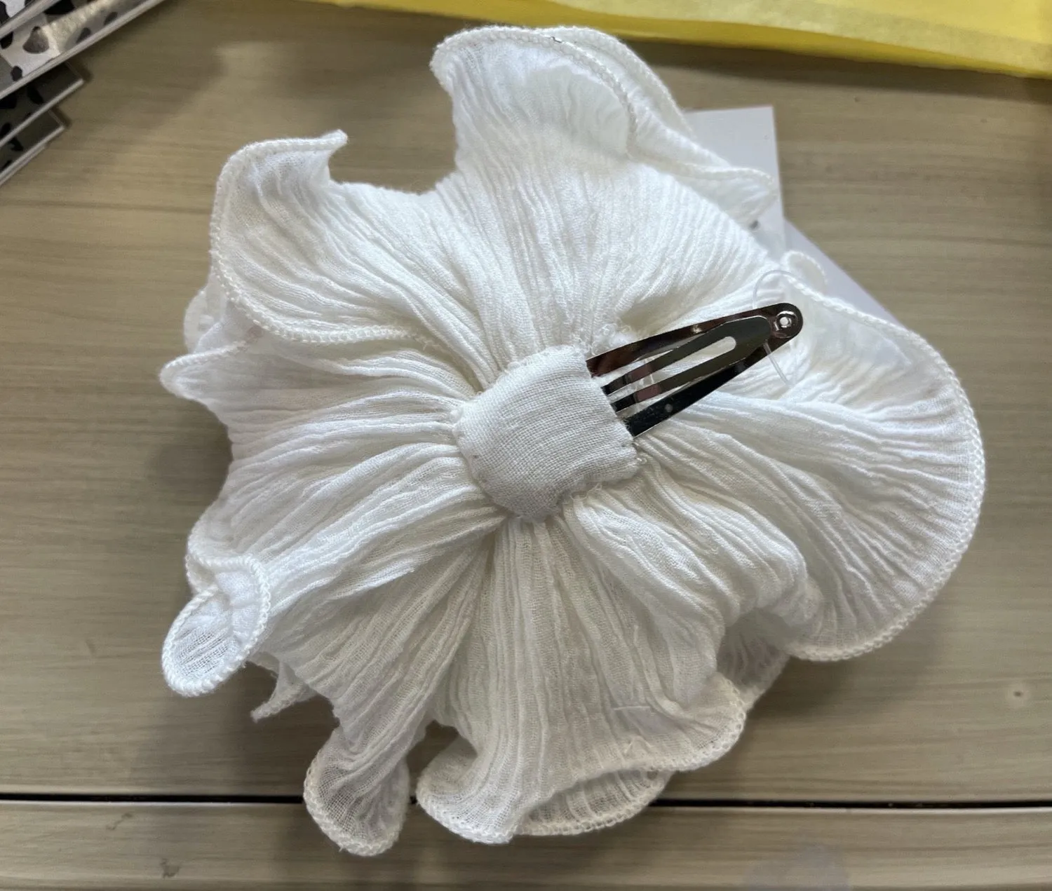 Ooh La La Couture White & Vanilla Fabric Flower Hair Clip