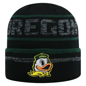 Oregon Ducks TOW Black Striped "Effect" Style Cuffed Knit Beanie Cap