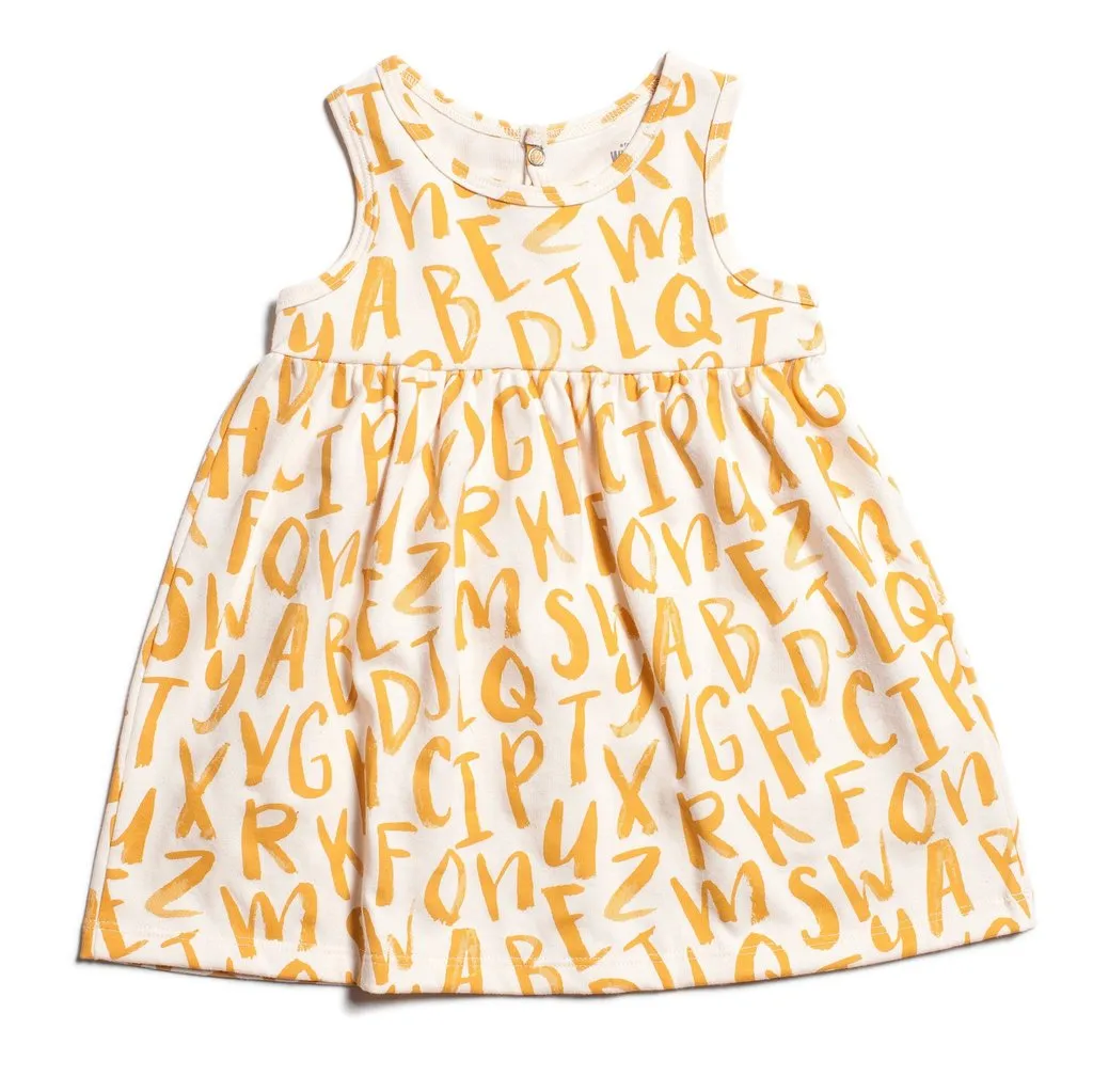 Oslo Baby Dress Alphabet Yellow