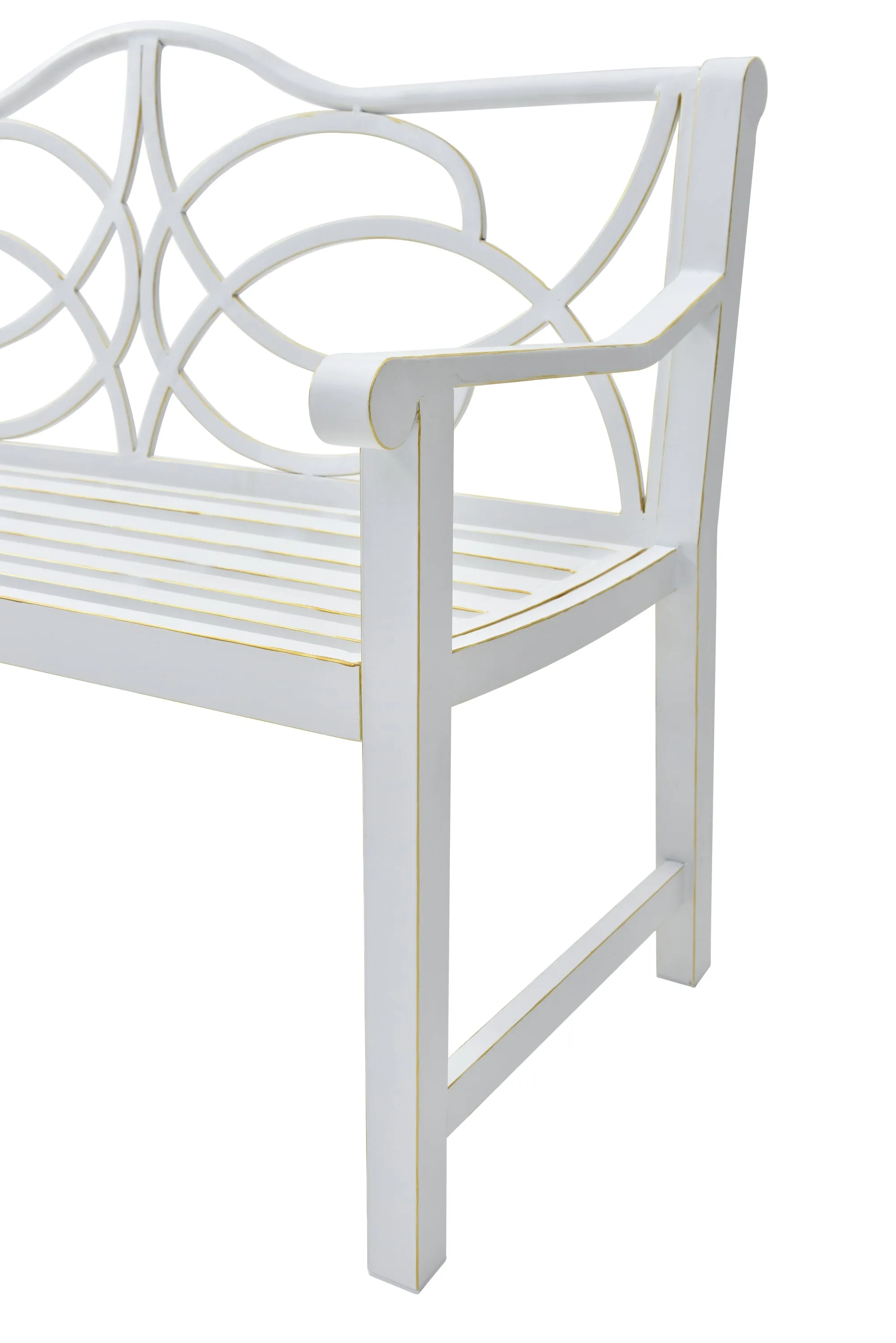 Outdoor Garden Patio Bench, Metal Steel Frame Park Bench,White