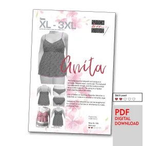 PDF "Anita" Babydoll and Panty Set Sewing Pattern, Sizes XL-3XL