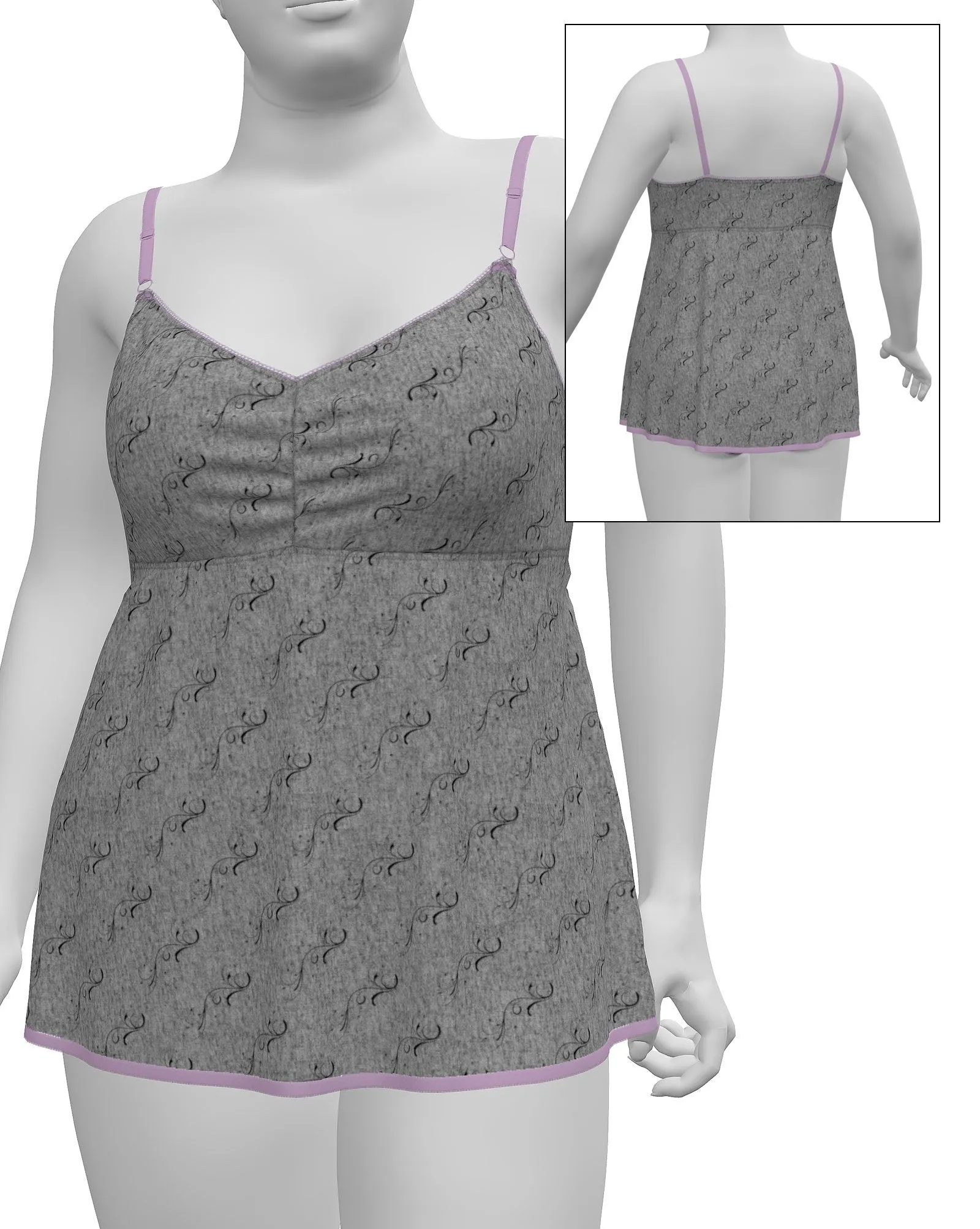 PDF "Anita" Babydoll and Panty Set Sewing Pattern, Sizes XL-3XL