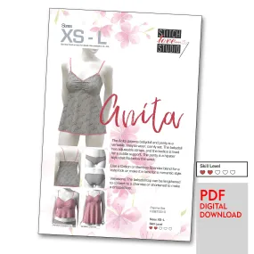 PDF "Anita" Babydoll and Panty Set Sewing Pattern, Sizes XS-L