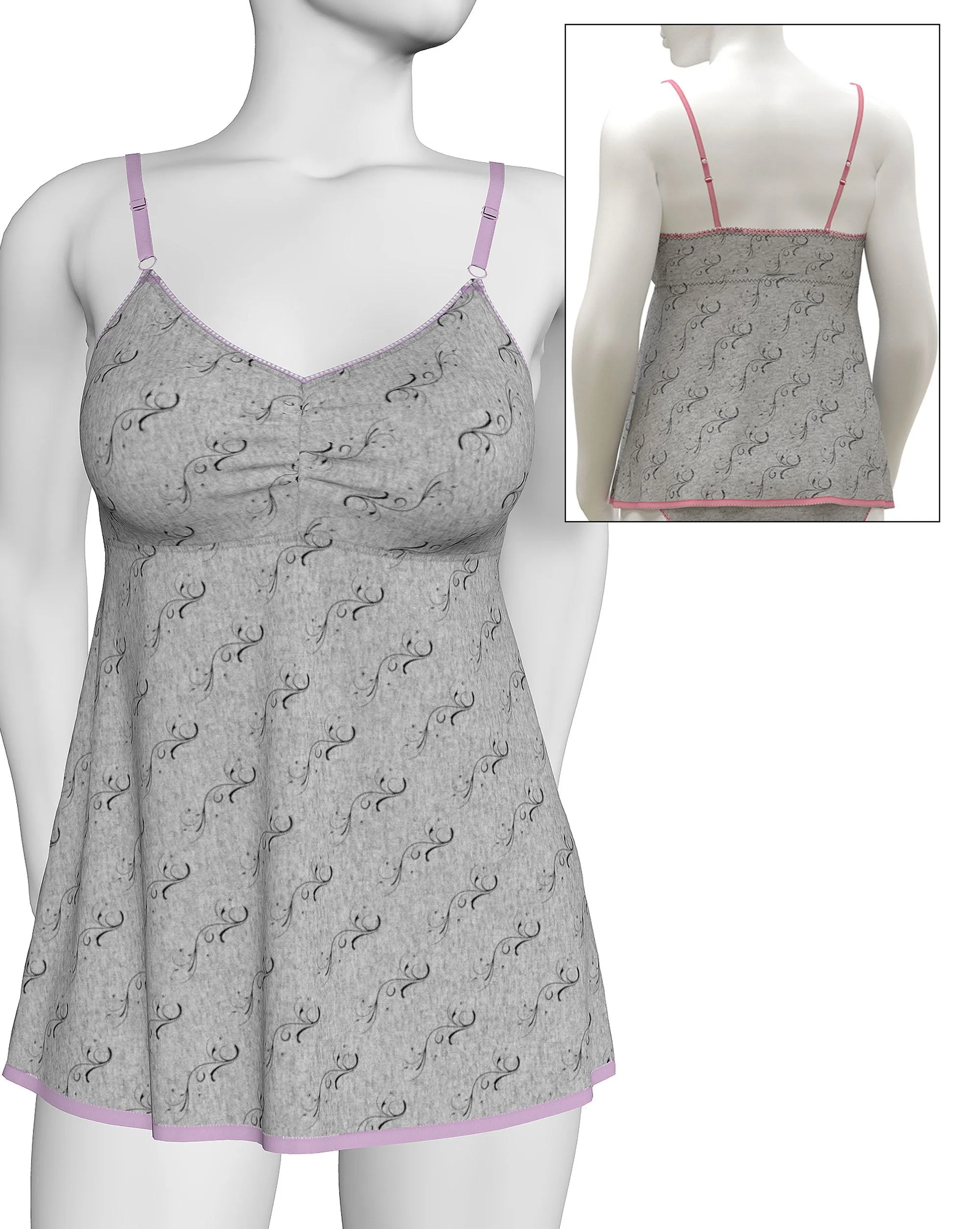 PDF "Anita" Babydoll and Panty Set Sewing Pattern, Sizes XS-L