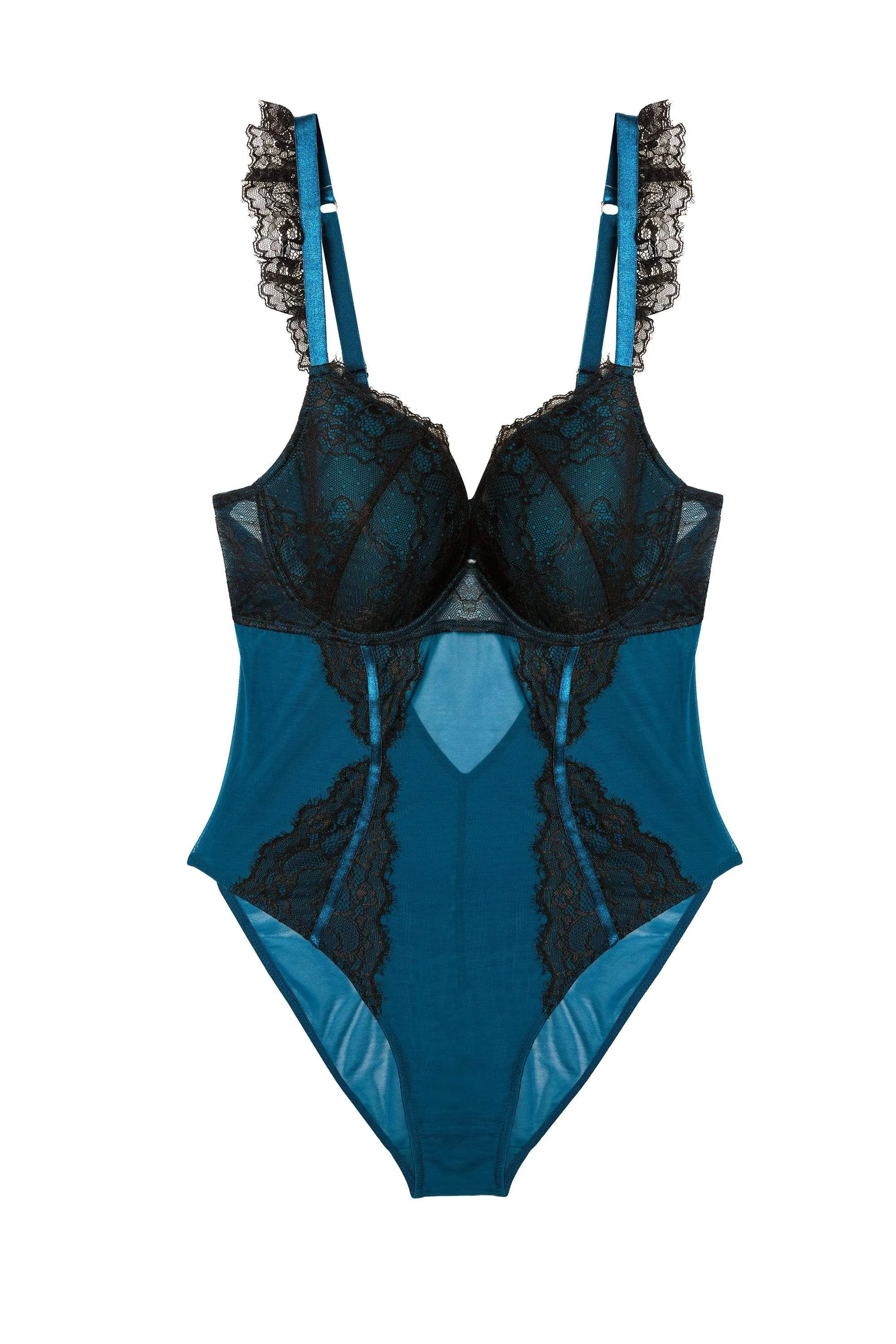 Persephone Teal and Black Wired Lace Body