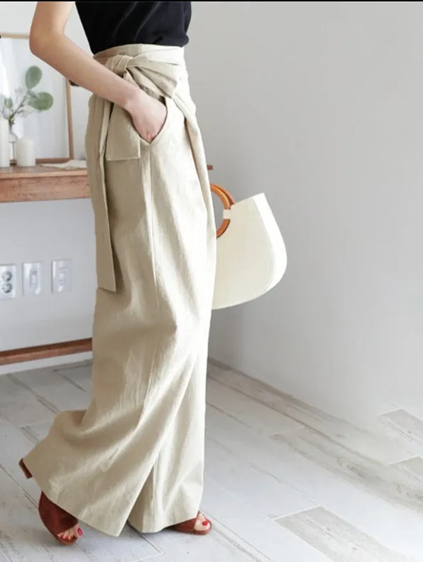 Phoebe - Cotton trousers with wrap detail