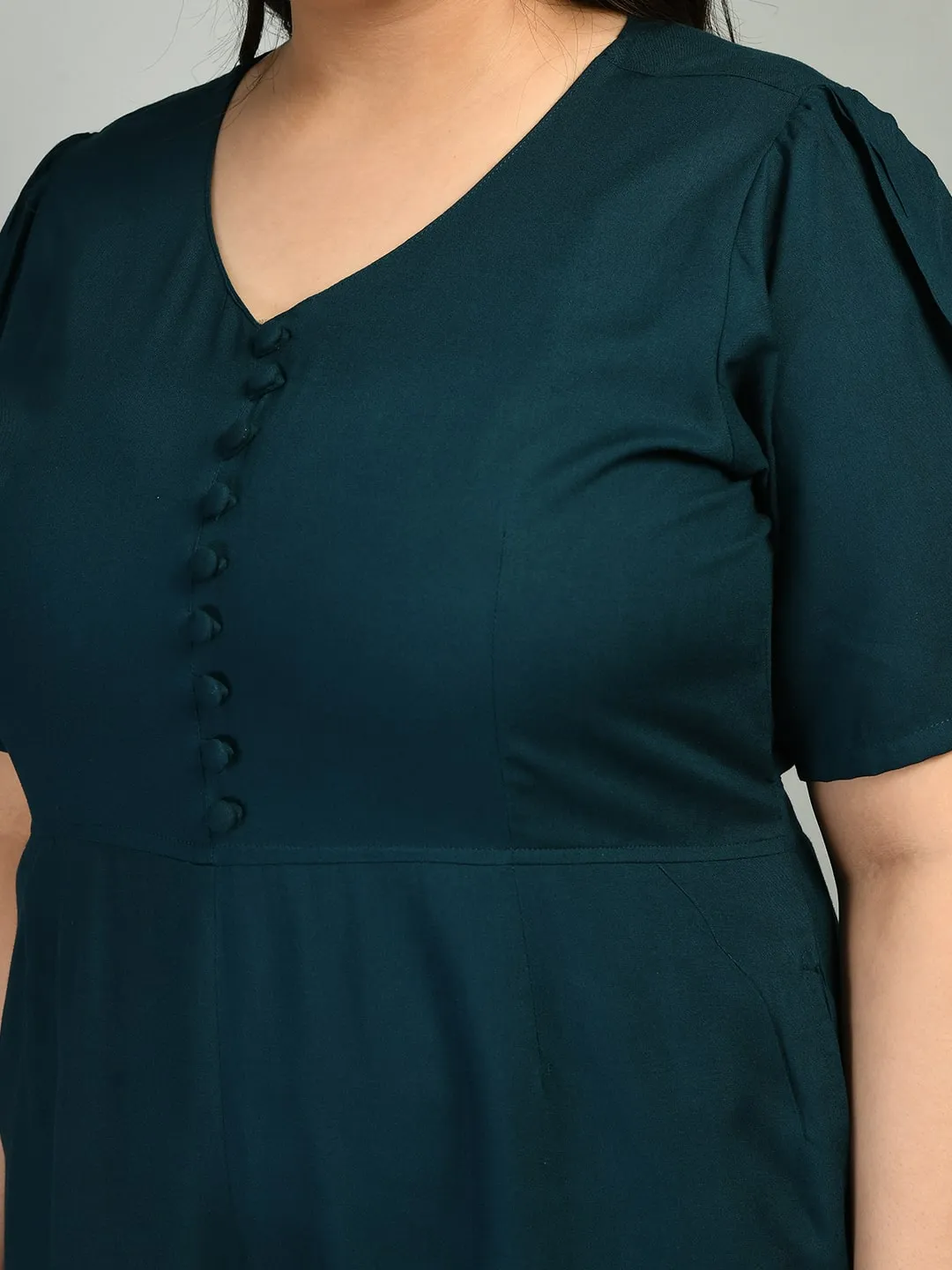 Plus Size Plus Size Solid Teal Jumpsuit