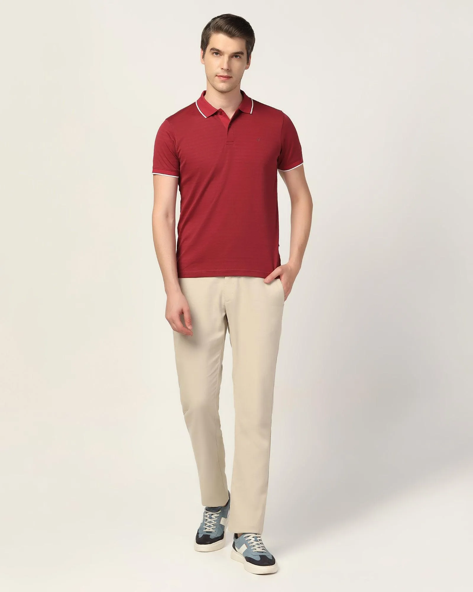 Polo Apple Red Textured T-Shirt - Kiyo