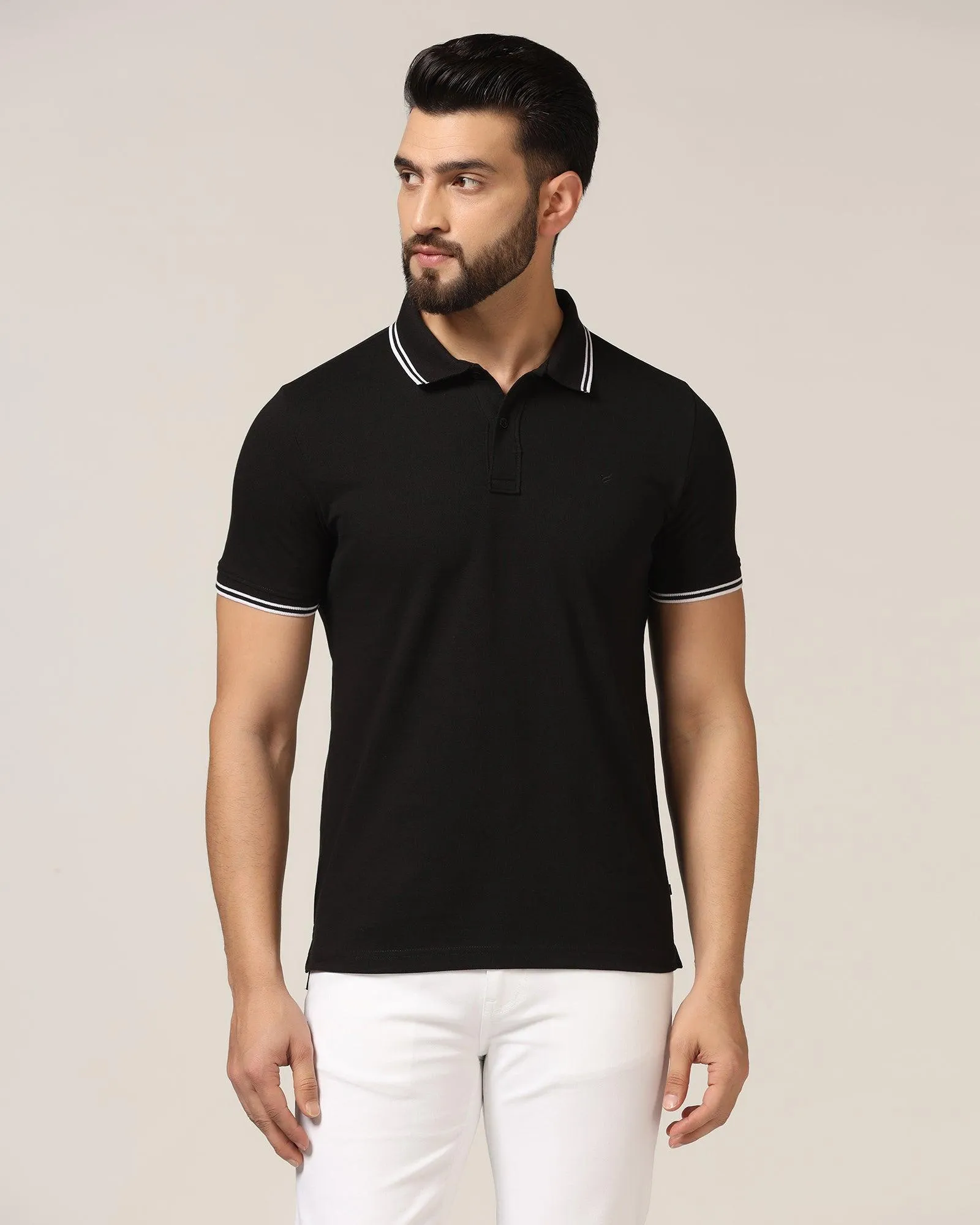 Polo Black Solid T-Shirt - Fifa